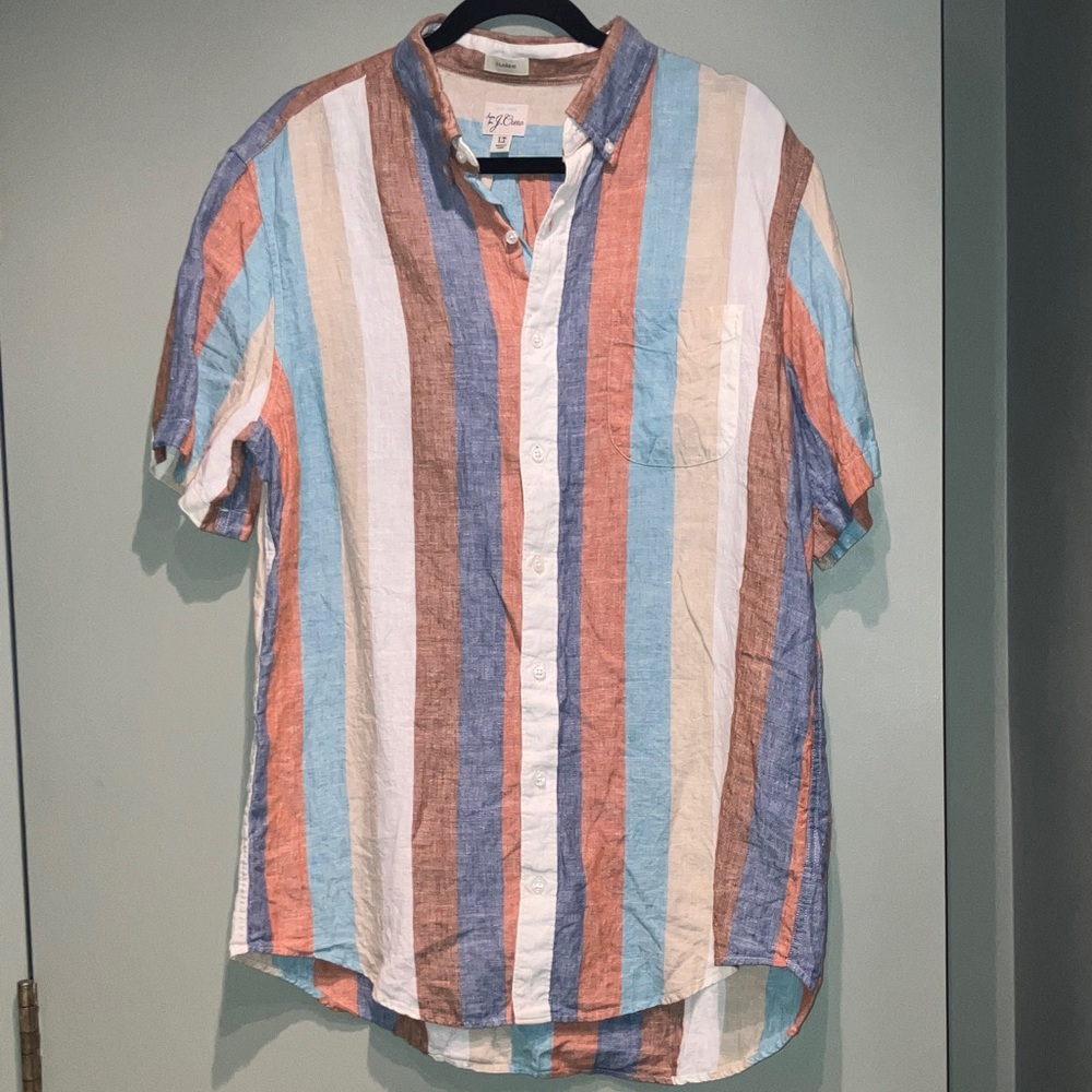 J.Crew Irish Linen Striped Shirt size LT